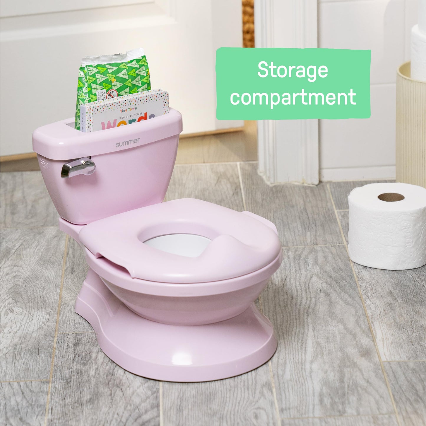 Ingenuity My Size Potty Pro 2-in-1 Potty Training Toilet, Floor Potty with Removable Potty Seat for Standard Toilets, Realistic Flushing Sound, for Toddlers Ages 18+ Months, Up to 50 lb