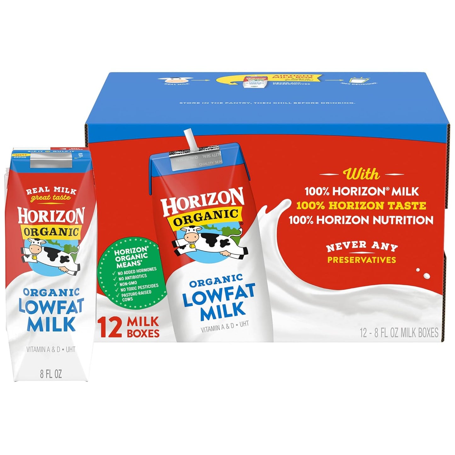 Horizon Organic Shelf Stable Whole Milk Boxes, Pack of 18-8g Protein per Serving