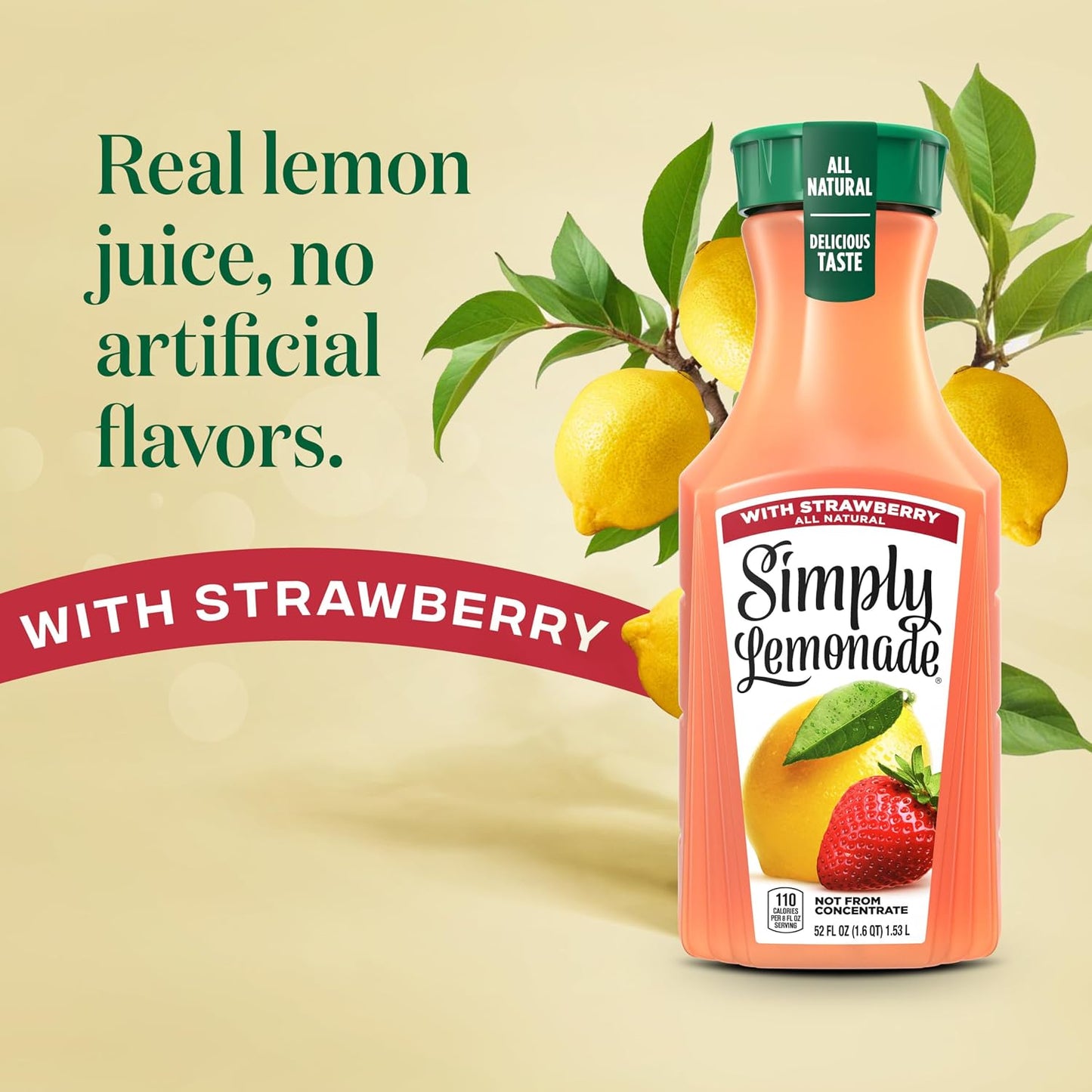 Simply Lemonade with Strawberry, 52 Fl Oz Bottle