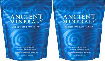 Ancient Minerals Magnesium Bath Flakes – Pure Zechstein Magnesium Chloride for Soaking and Whole-Body Replenishment, 8 lb Bag (Pack of 3)