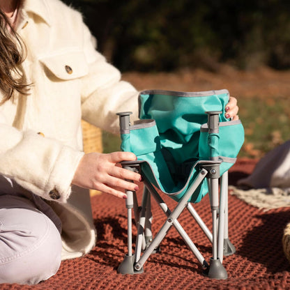 Bright Starts Pop 'N Sit Portable Booster, Indoor/Outdoor Use, Floor Seat with Feeding Tray, Teal, 6 Mos - 3 Yrs