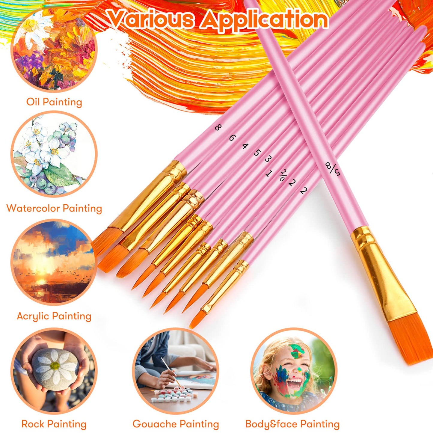 Soucolor Acrylic Paint Brushes Set, 20 Pcs Pointed Tip Artist Paintbrushes