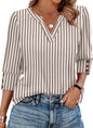 WIHOLL 3/4 Length Sleeve Womens Tops with Button Cuffs Dressy Casual V Neck Summer Outfits Early Fall Fashion Spring Clothes