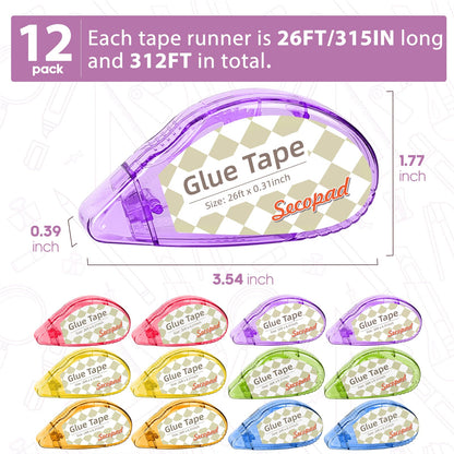 Secopad Scrapbook Tape, Glue Tape for Crafts, 4 Pack, Light-Colored Shell