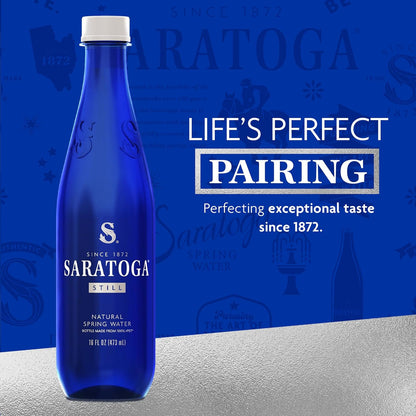 Saratoga Sparkling Water Bottles, 24-Pack – Carbonated Spring Bottled Water – Recycled PET Plastic Bottles – 16 Fl Oz