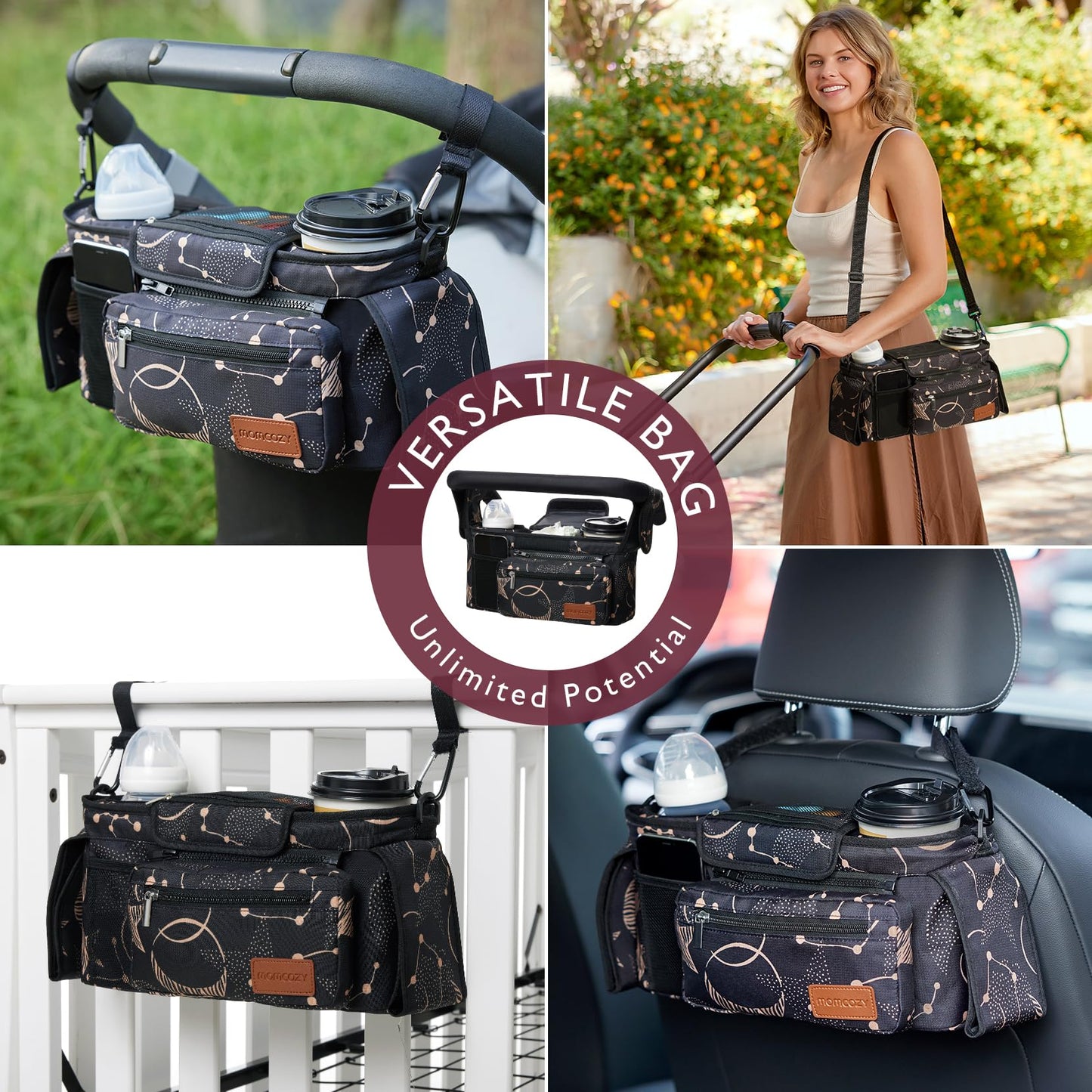 Momcozy Universal Stroller Organizer with Insulated Cup Holder
