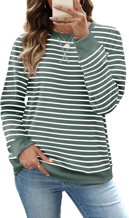RUMIA Women's Crew Neck Sweatshirt Long Sleeve Tops for Women Fall Clothes