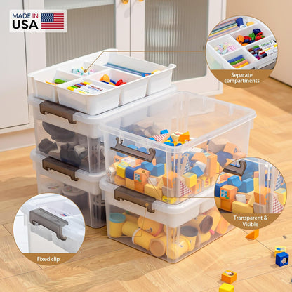 Citylife 6Qt 4Packs Clear Craft Organizers and Storage BOX, Sensory Bins