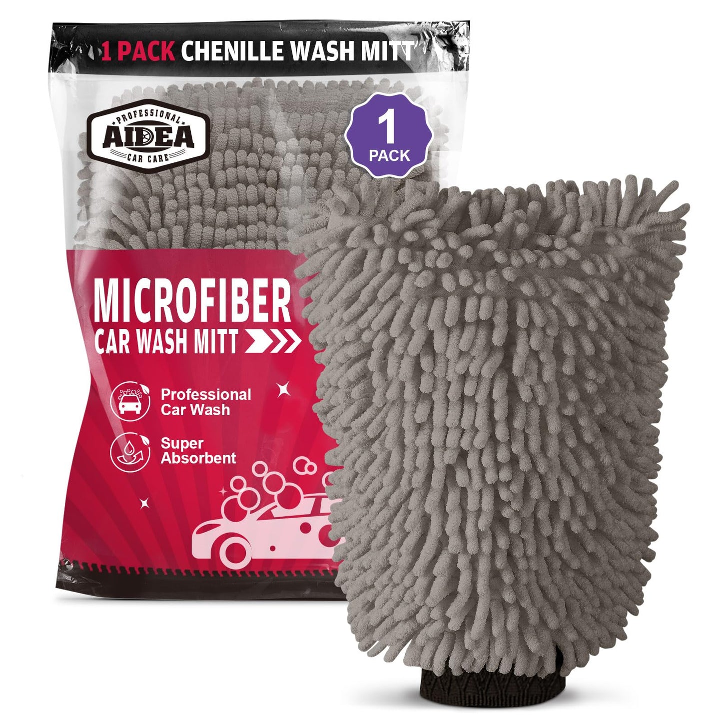 AIDEA Car Wash Mitt Microfiber, 4PK,Car Wash Brush, Green 8''X12''