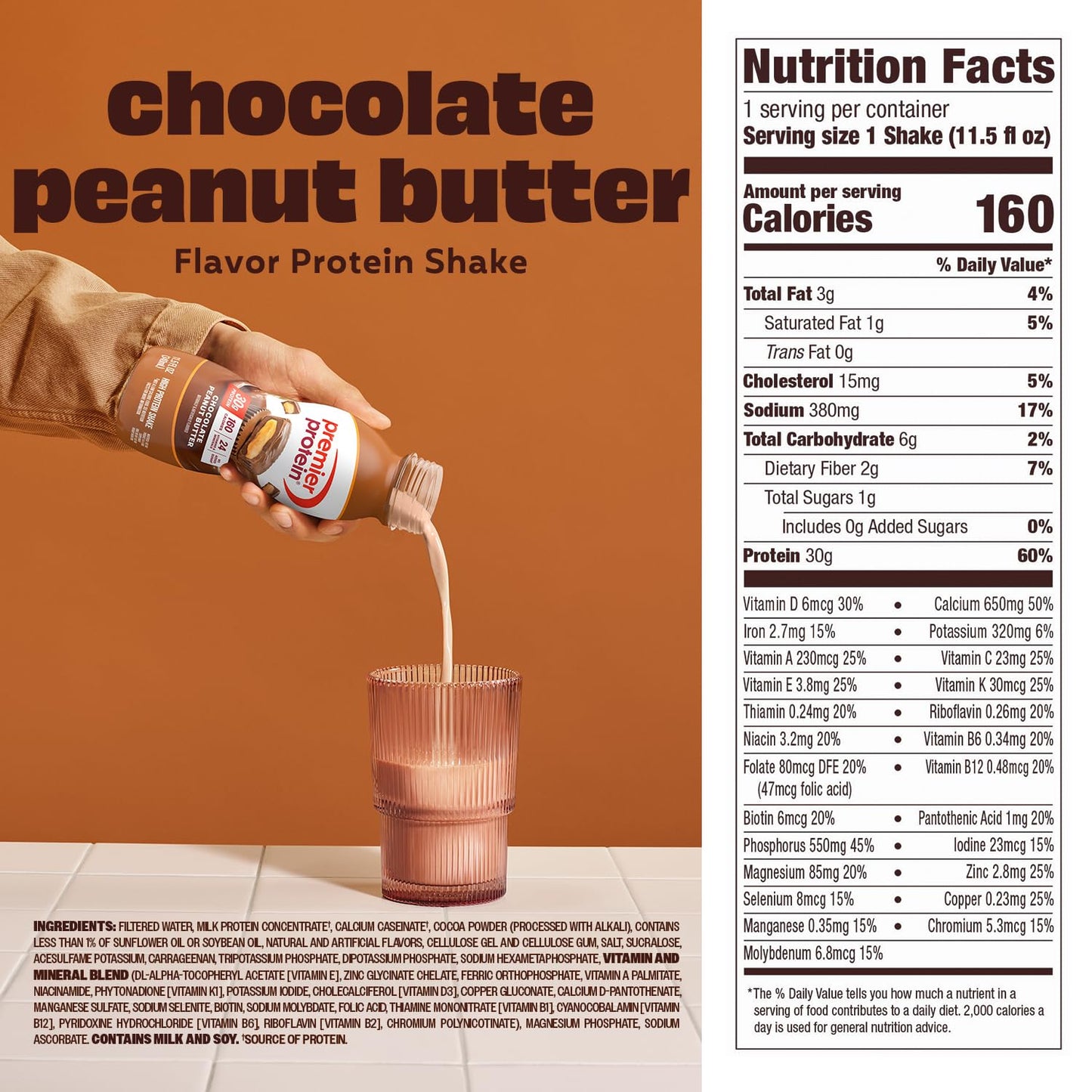 Premier Protein 30g High Protein Shake, Chocolate, 12 Pack