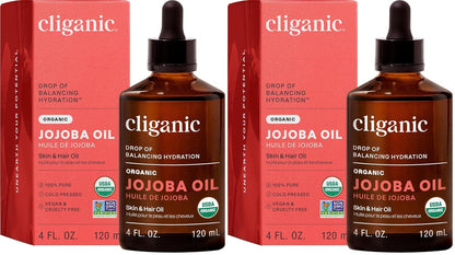 Cliganic Organic Jojoba Oil, 100% Pure Cold Pressed for Face & Hair, 4oz