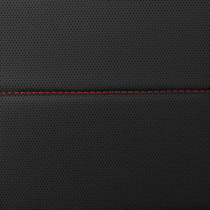 CAR PASS Universal FIT Piping Leather Car Seat Cover, for suvs,Van,Trucks,Airbag Compatible,Inside Zipper Design and Reserved Opening Holes (Full Set, Black and Red)