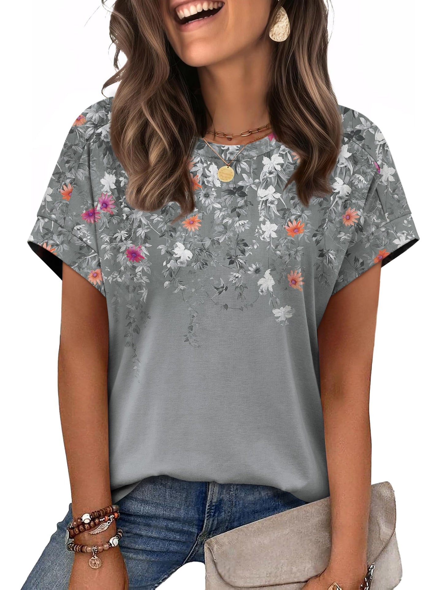 WIHOLL Womens Tops Short Sleeve Shirts Summer Outfits 2026 Spring Dressy Casual Clothes Clothing