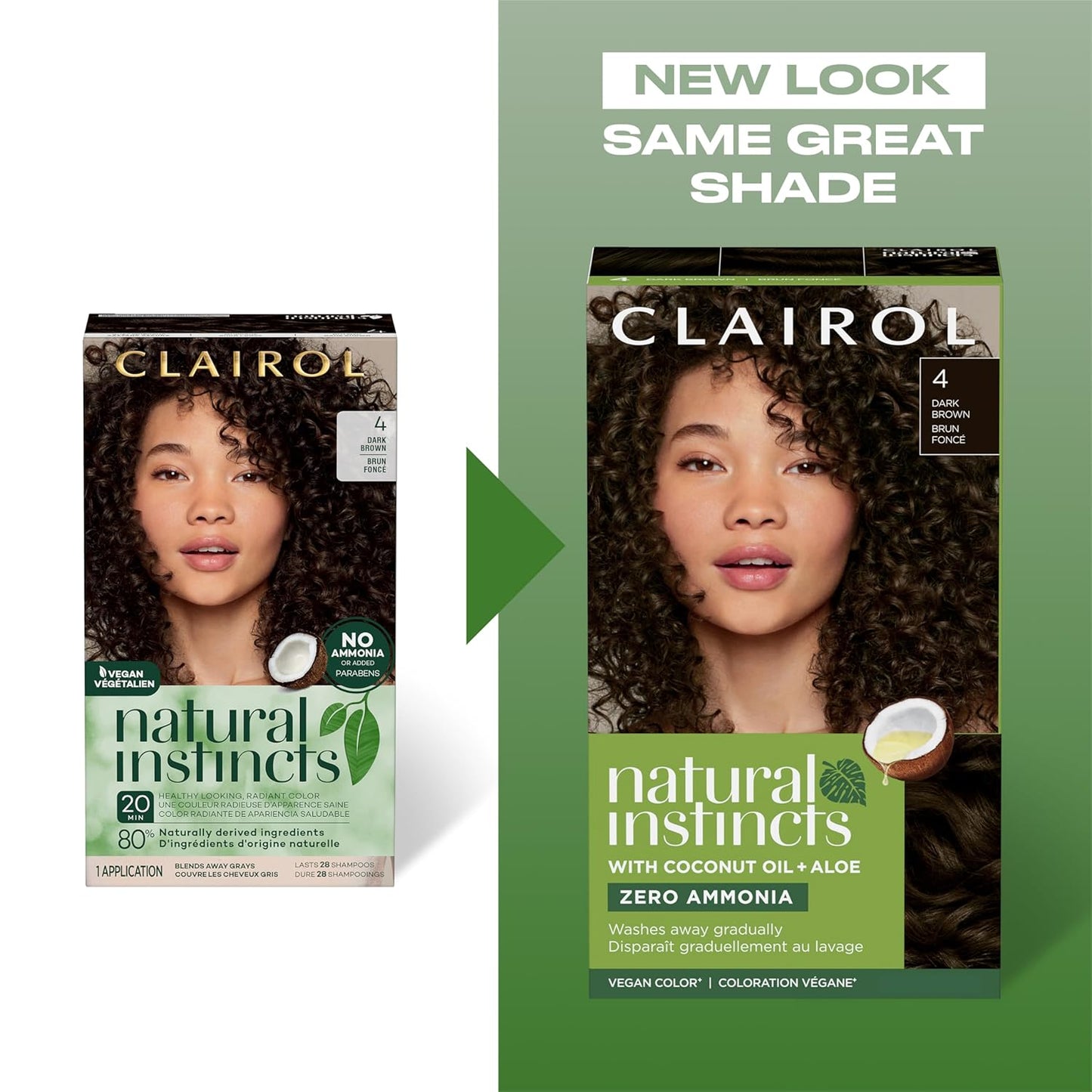 Clairol Natural Instincts Demi-Permanent Hair Dye, 4 Dark Brown | 1 Pack
