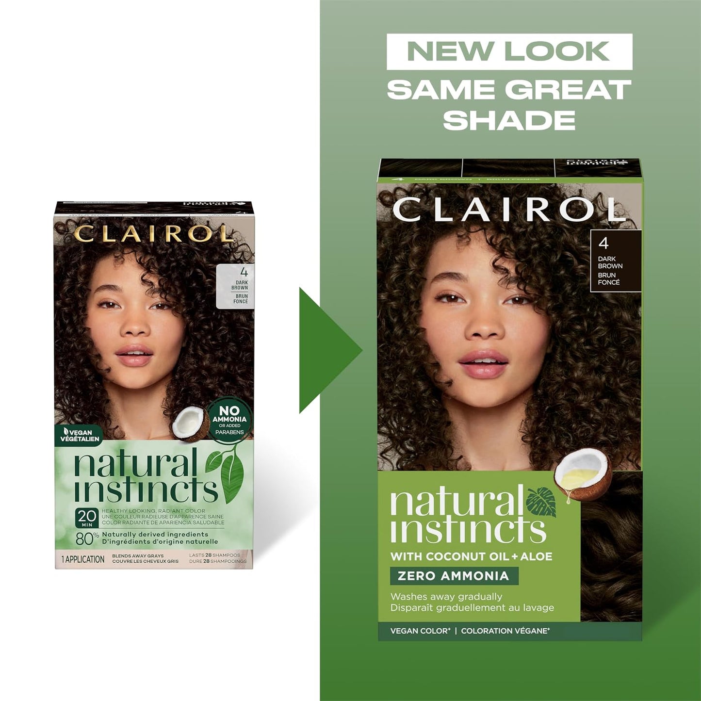 Clairol Natural Instincts Demi-Permanent Hair Dye, 4 Dark Brown | 1 Pack