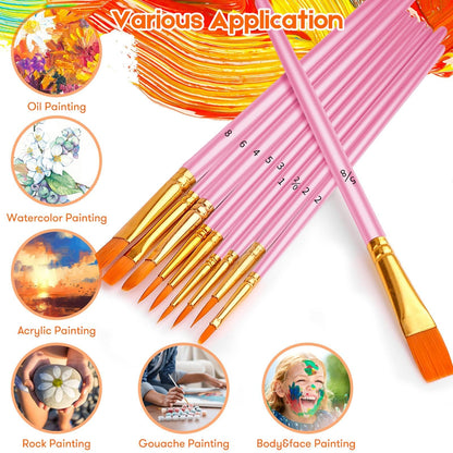 Soucolor Acrylic Paint Brushes Set, 20 Pcs Pointed Tip Artist Paintbrushes