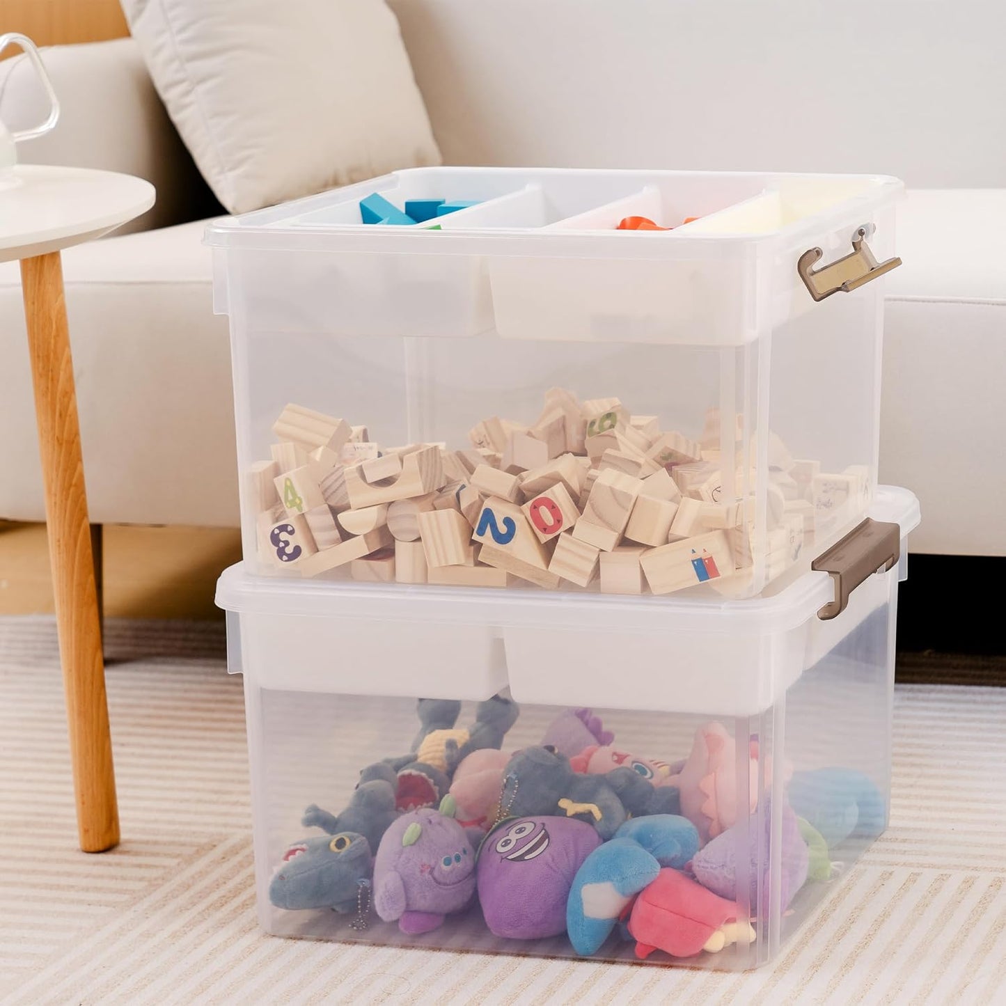Citylife 6Qt 4Packs Clear Craft Organizers and Storage BOX, Sensory Bins