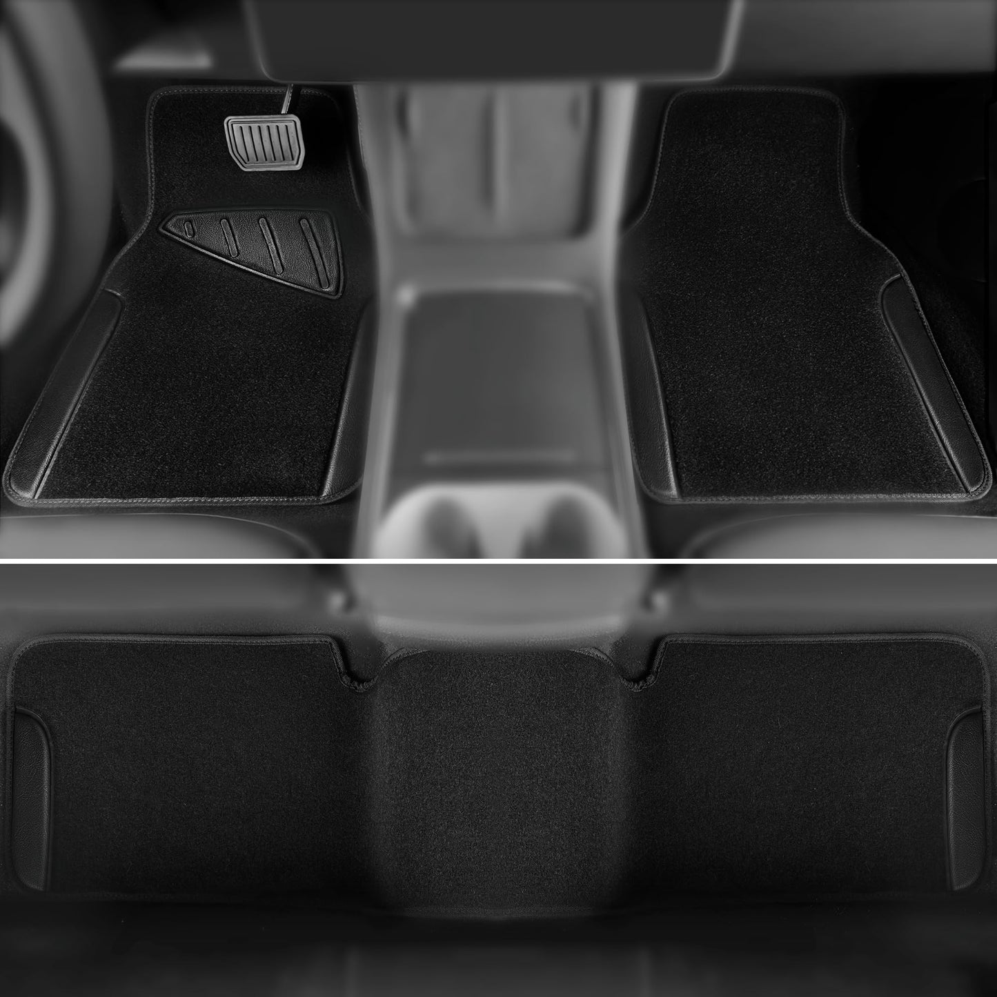 CAR PASS Waterproof Universal Fit Car Floor Mats, Faux Leather Car Carpet Mats, Black Car Mats with Anti-Slip Nibbs Backing & Driver Heel Pad Fit for SUV,Vans,sedans, Trucks,Set of 4pcs(All Black)