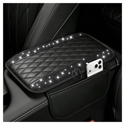 Stacool Upgraded Car Center Console Cover,Microfiber Leather Car Armrest Cover Cushion with 2 Storage Bags,Universal Car Armrest Storage Box (Black)