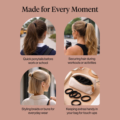 Kitsch Elastic Hair Ties No Damage | Stretchable Hair Bands - Neutral 12pcs