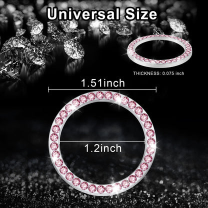 LivTee 2 PCS Crystal Double Rhinestone Car Engine Start Stop Decoration Ring, Bling Car Interior Accessories for Women, Push to Start Button Cover Sticker, Automotive Decals, Light Green
