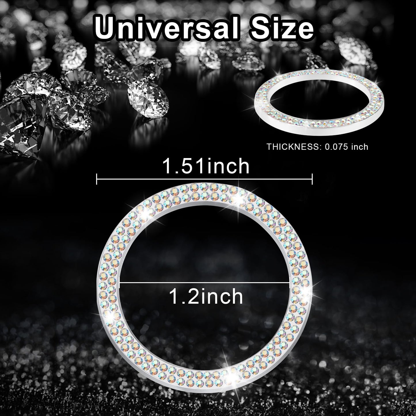 LivTee 2 PCS Crystal Double Rhinestone Car Engine Start Stop Decoration Ring, Bling Car Interior Accessories for Women, Push to Start Button Cover Sticker, Automotive Decals, Light Green
