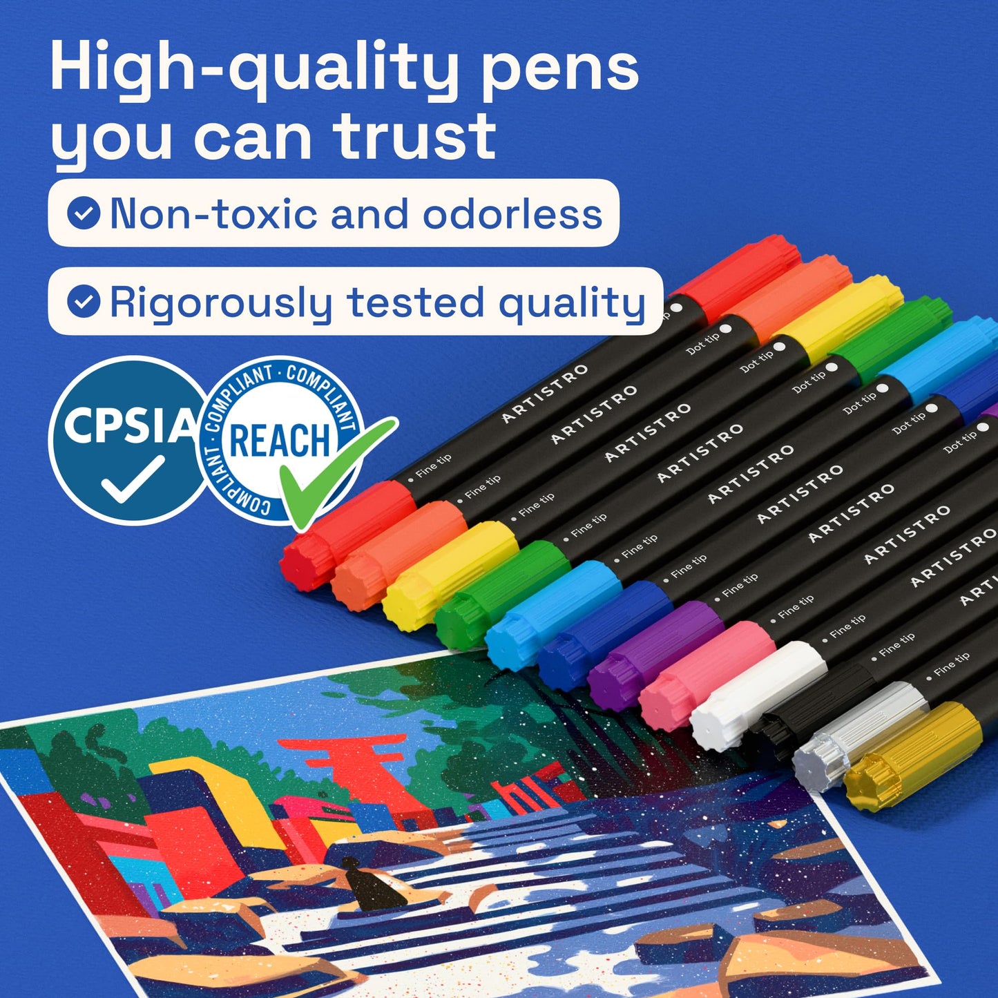 ARTISTRO Dual-Tip Acrylic Paint Marker Pens - Set of 36