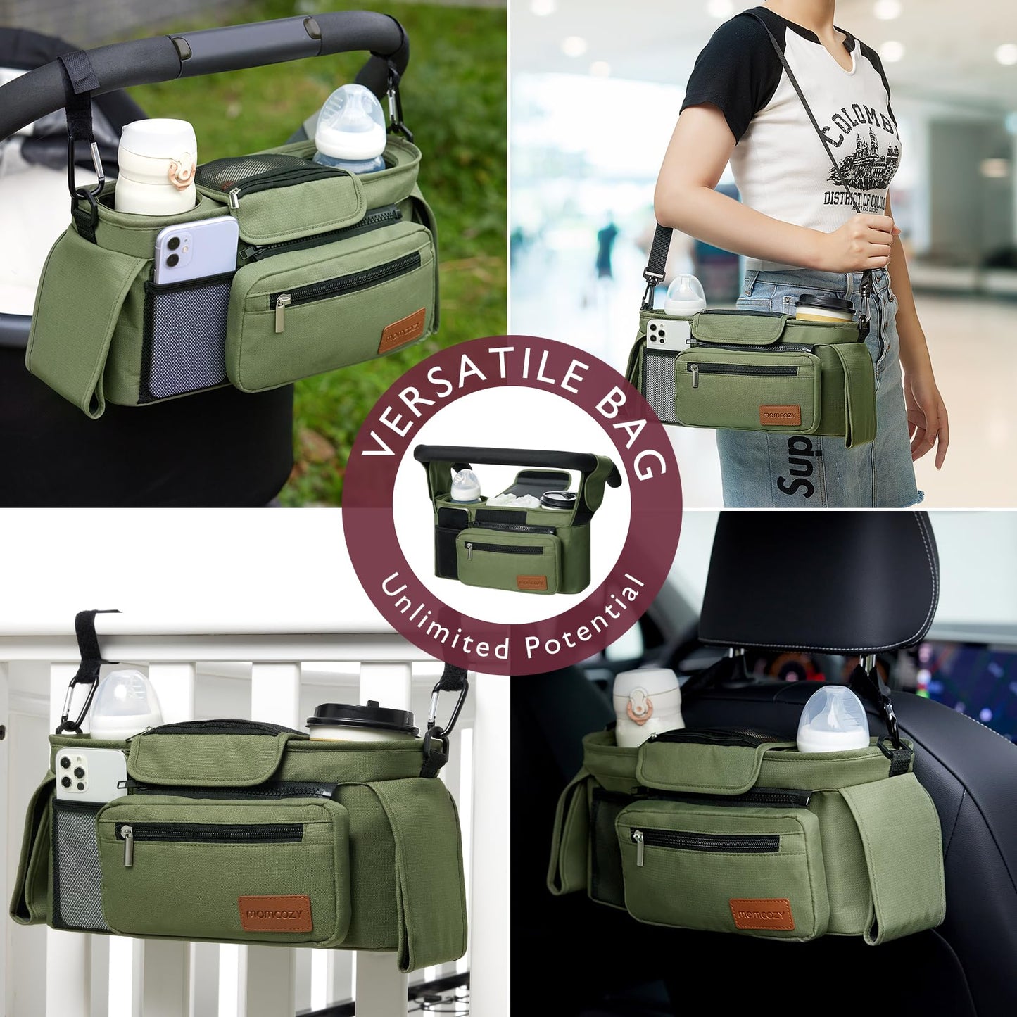 Momcozy Universal Stroller Organizer with Insulated Cup Holder