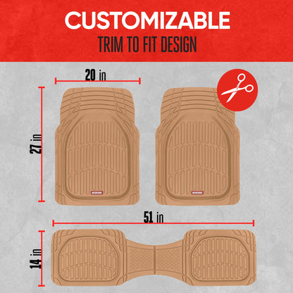 Motor Trend -2 Piece Front Car Floor Mats- Black FlexTough Contour Liners-Deep Dish Heavy Duty Rubber Floor Mats for Car SUV Truck & Van-All Weather Protection, Universal Trim to Fit