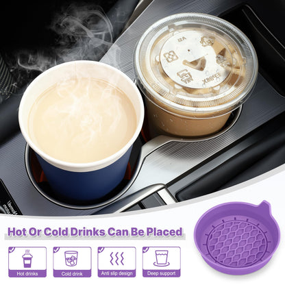 SINGARO Car Cup Holder Coaster, Silicone Cup Holder Insert, Universal Non-Slip Cup Holders, Car Accessories Interior for Women and Man Interior Sets 4 Pack Black