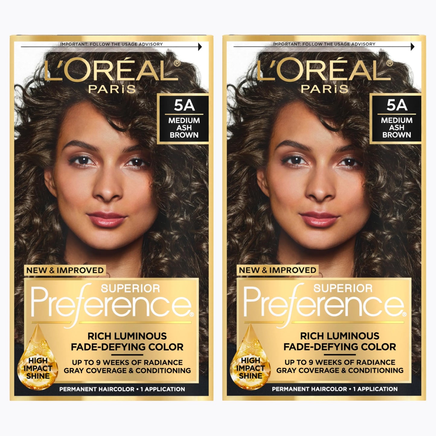 L'Oreal Paris Superior Preference Luminous Fade-Defying Permanent Hair Color, Hair Dye For Up to 9 Weeks of Radiance, Medium Brown 5, 1 Hair Dye Kit