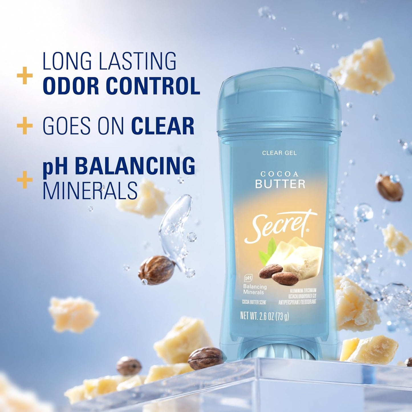 Secret Fresh Antiperspirant Deodorant for Women, 72hr Freshness on the Rocks with Pro-Hyaluronic Acid, Miami Mocktails Edition, Clear Gel, Pineapple Paradise with Pineapple & Coconut Scent, 2.6 oz