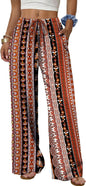 Sampeel Wide Leg Pants for Women Flowy Palazzo Drawstring Elastic Waist Trousers with Pockets Summer Beach Vacation Clothes