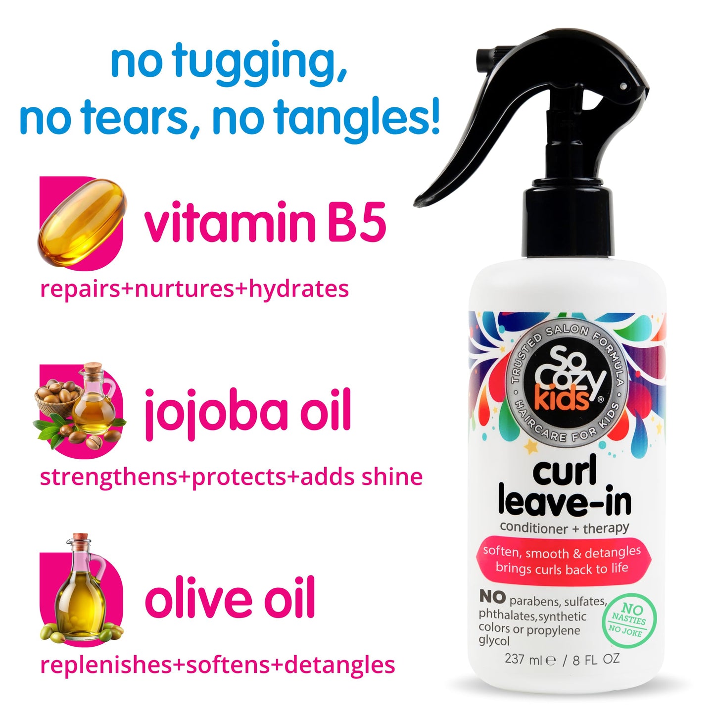 SO COZY Kids Curl Leave In Conditioner + Therapy Spray, 5.2 Fl Oz