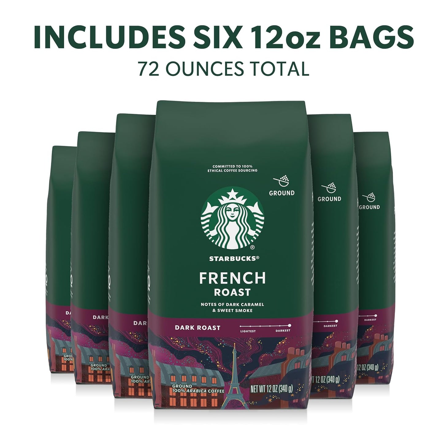 Starbucks Ground Coffee, Dark Roast Coffee, Italian Roast, 100% Arabica, 1 bag (18 oz)
