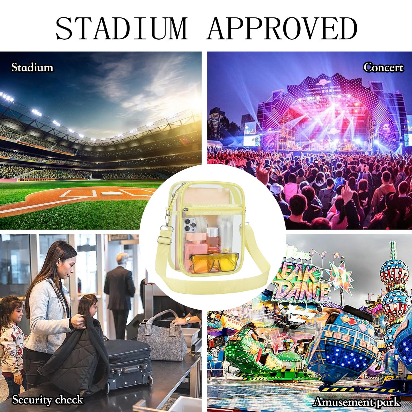 USPECLARE Clear Purse for Stadium Events Transparent Messenger Bag