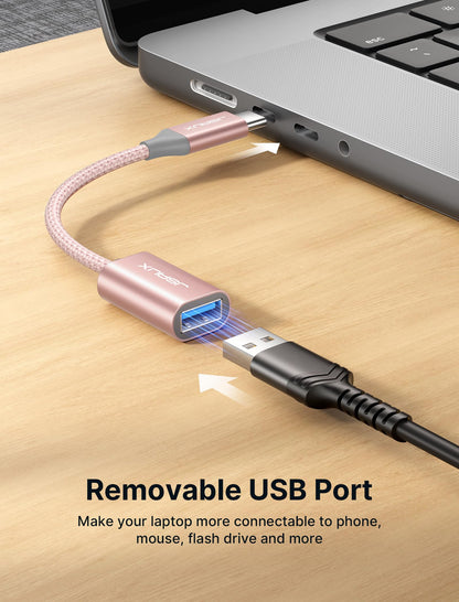 JSAUX USB C to USB 3.0 Adapter [2 Pack], USB C Male to USB Female OTG Cable Adapter Compatible with MacBook Pro/Air, iPhone 17 Pro Max/iPhone Air/16e/16/15 Series, Samsung Galaxy S25/S24/S23-Black