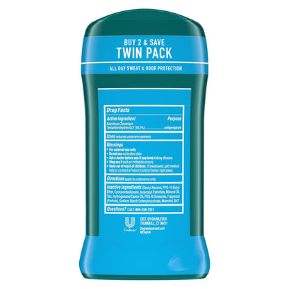 Degree Men Original Antiperspirant Cool Rush Twin Pack Sweat 2 Pack 2.7 oz