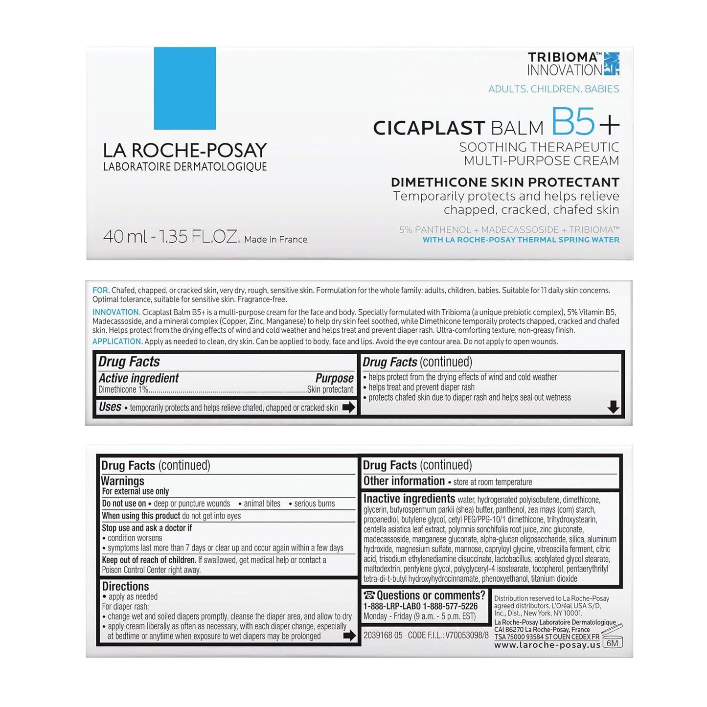 La Roche-Posay Cicaplast Balm B5, Barrier Repair Cream for Dry Skin