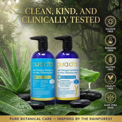 PURA D'OR Deep Moisturizing Biotin Hair Regrwoth Conditioner Thickens, Softens, & Moisturizes Dry, Frizzy, Damaged Hair w/Argan Oil, Pumpkin, Rosemary, Honeysuckle, Vitamin E, Men & Women, 16oz