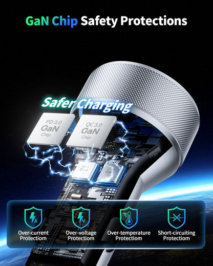 67W 3-Port Super Fast Type C Car Charger USB C for Samsung S26 S25 S24 S23