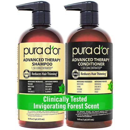 PURA D'OR Deep Moisturizing Biotin Hair Regrwoth Conditioner Thickens, Softens, & Moisturizes Dry, Frizzy, Damaged Hair w/Argan Oil, Pumpkin, Rosemary, Honeysuckle, Vitamin E, Men & Women, 16oz
