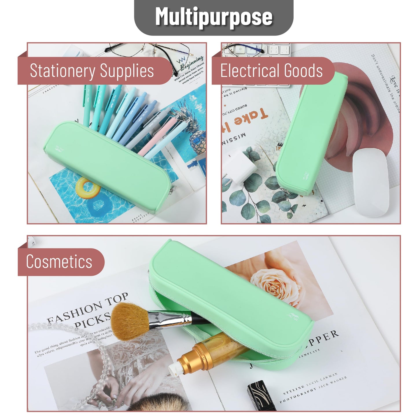 Mr. Pen- Silicone Pencil Case, Aesthetic Pencil Bag for Women, Makeup Pouch