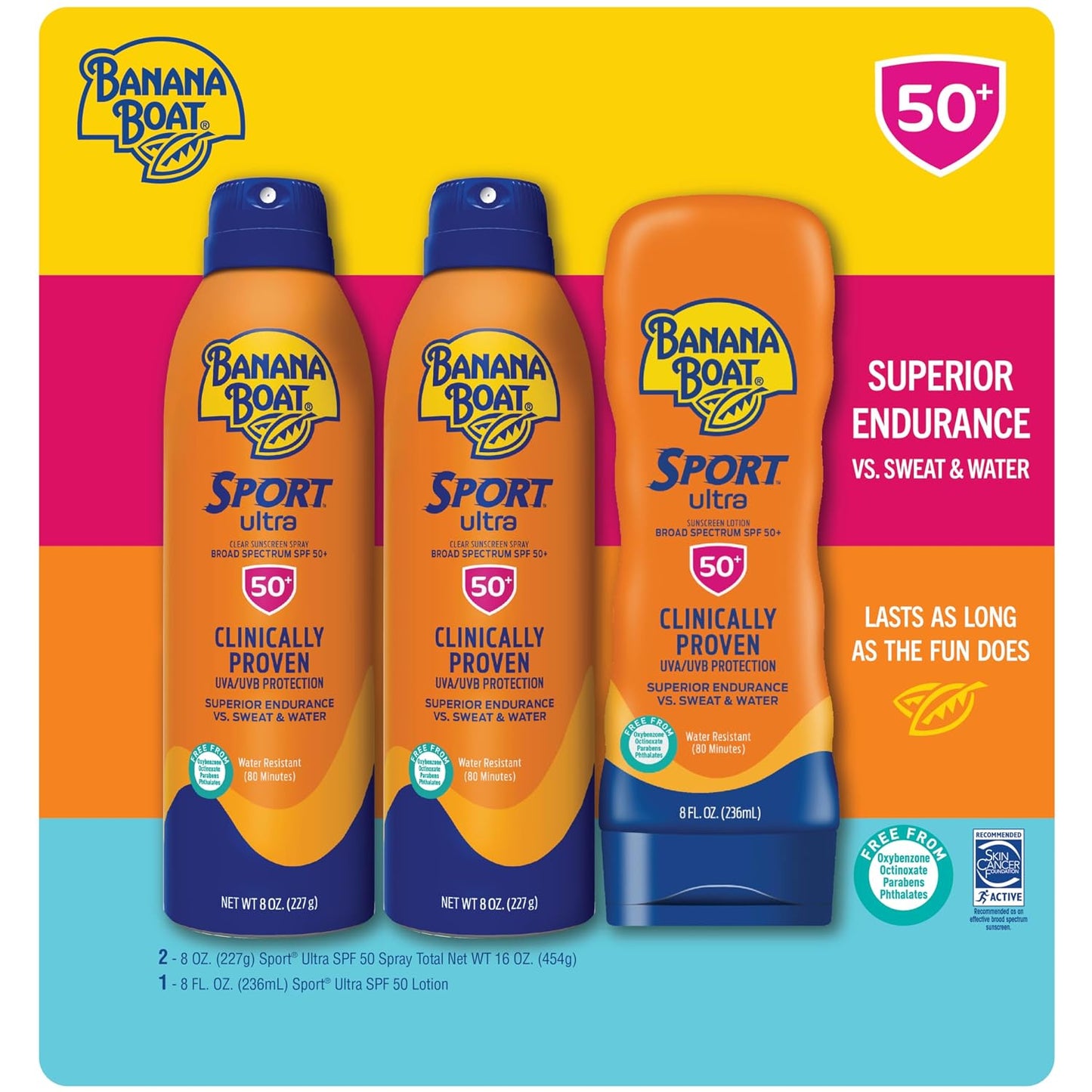 Banana Boat Sport SPF 50 Sunscreen Spray, 6 oz (2 Pack)