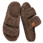 EverFoams Womens Fuzzy Open-toe Slippers Memory Foam Indoor House Shoes