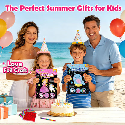 FUNNYB&G Foil Art Craft Kit for Kids, Sparkly Birthday Gift Toy for Boys
