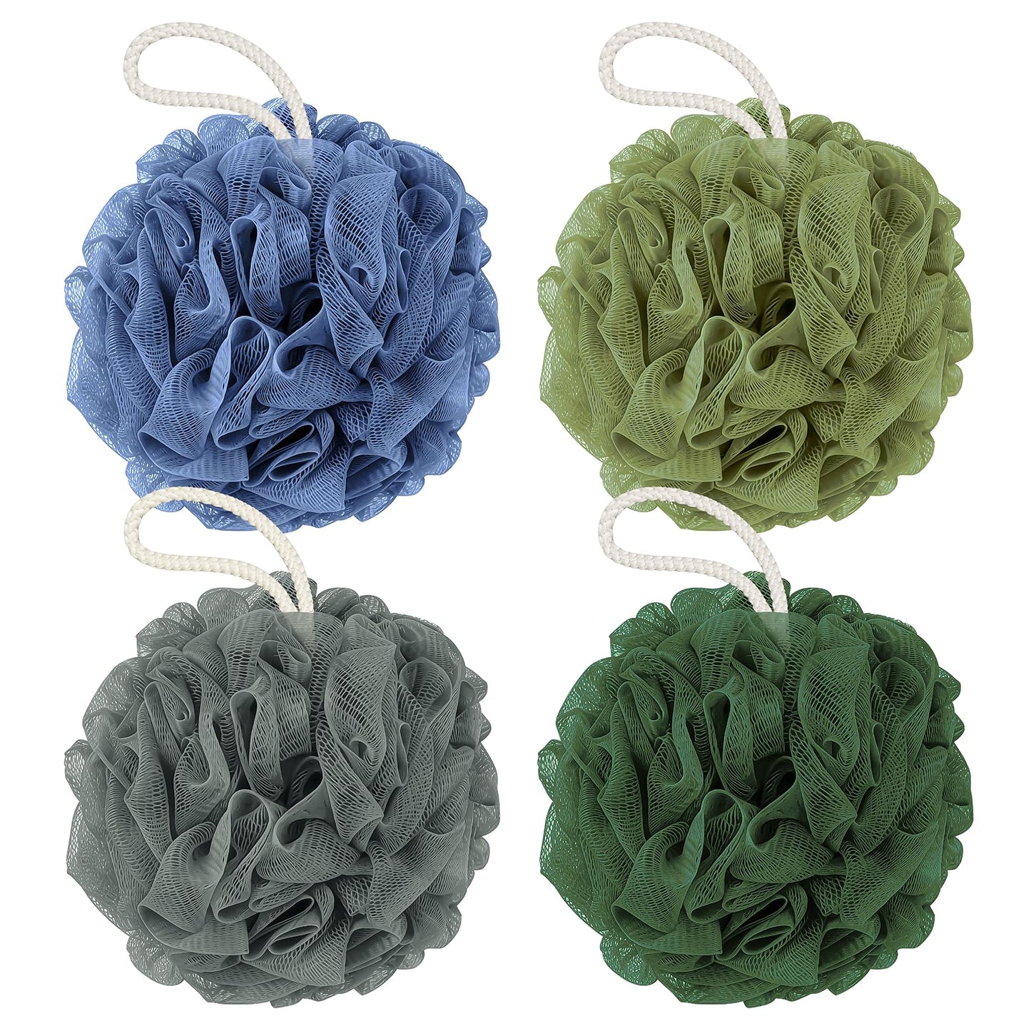 Rnoafmu Shower Loofah Bath Sponge, 60G Exfoliating Body Scrubber 4 Pack