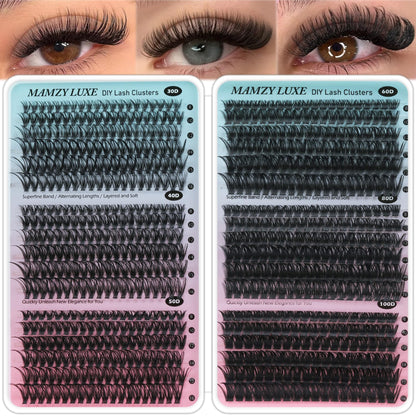 Lash Clusters Wispy 100D Eyelash Clusters 10-18mm Fluff Cluster Eyelash Extensions D Curl No Plastic Feel Individual Lashes Extension 204 Pcs Versatile False Eyelashes Clusters