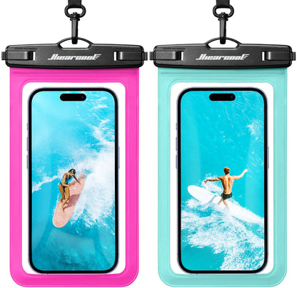 Hiearcool Waterproof Phone Pouch, Waterproof Phone Case, Black&Green 2-Pack