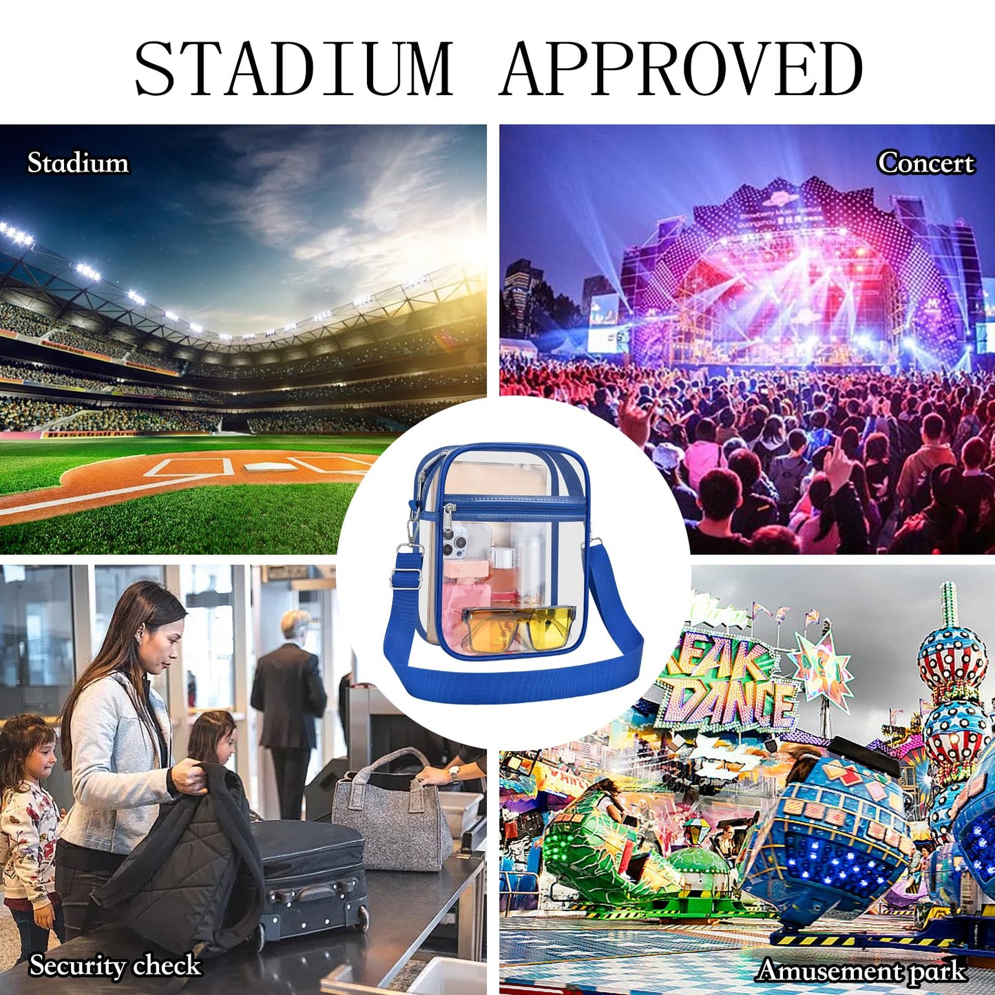 USPECLARE Clear Purse for Stadium Events Transparent Messenger Bag